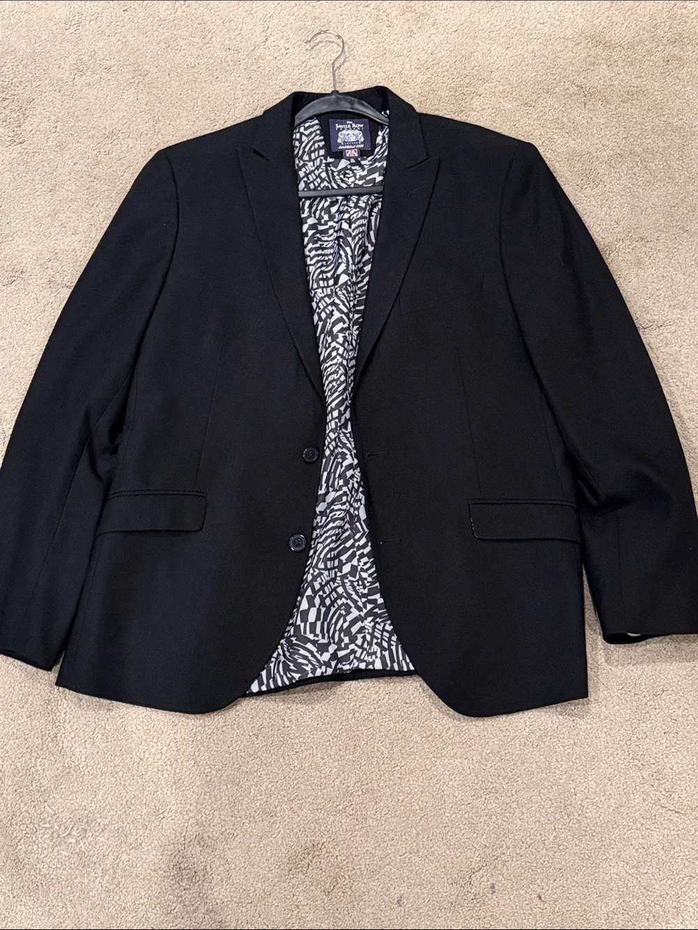 Black Men's Blazer with Patterned Lining